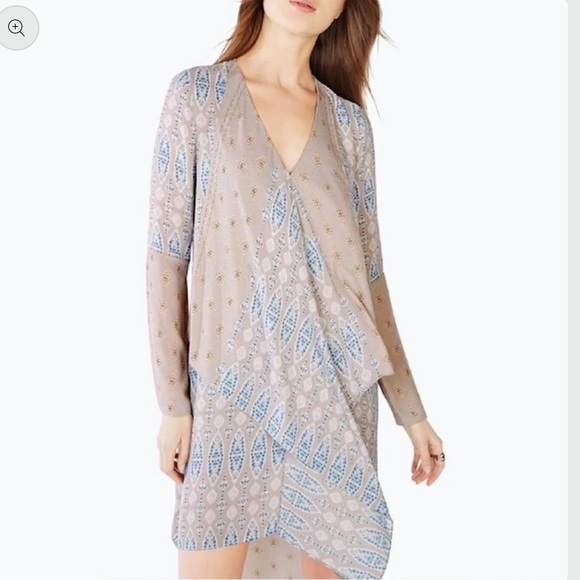 BCBGMaxAzria  Kyndal Tapestry Asymmetrical High-Low Dress size M Boho Chic Party - Picture 3 of 11